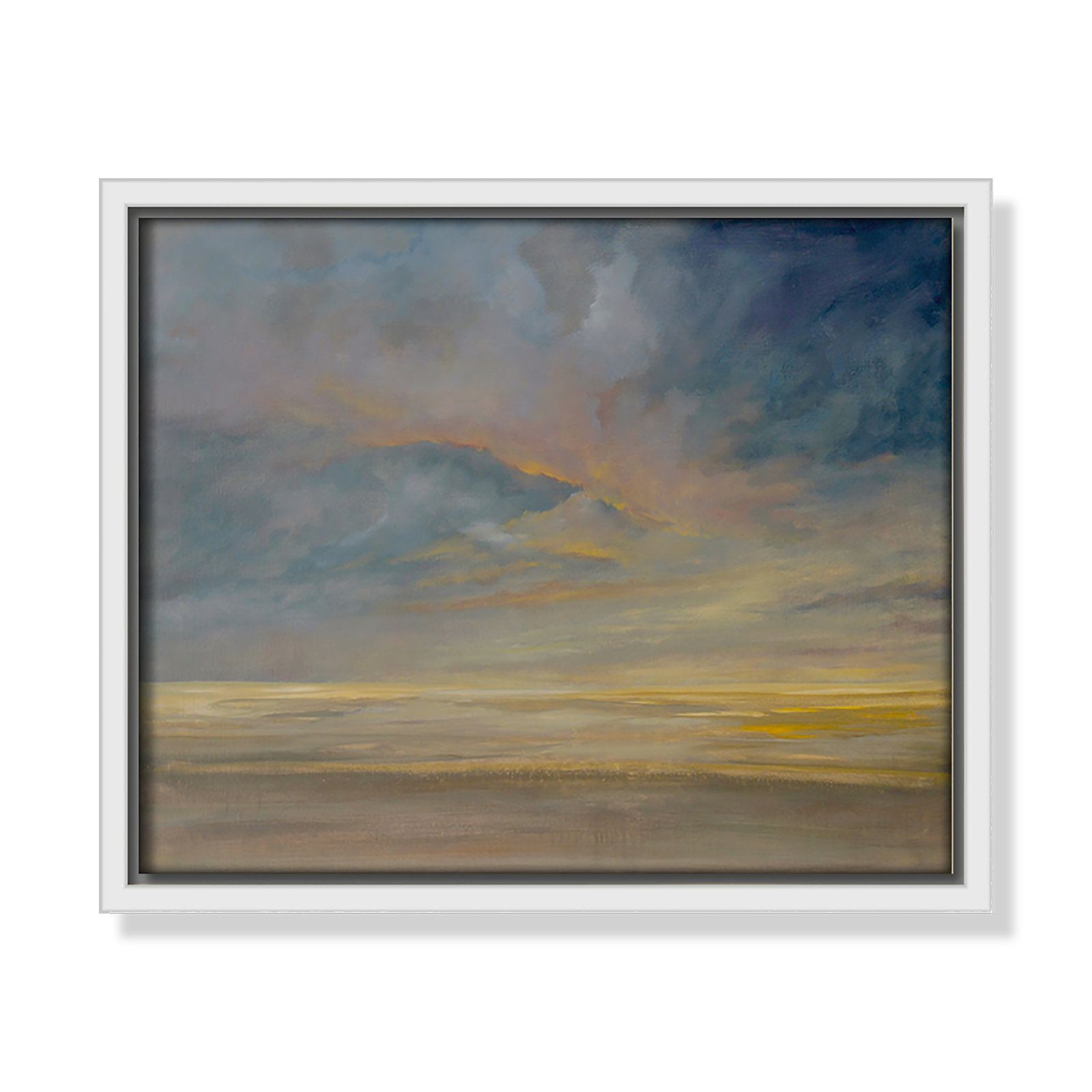 Saffi "Dawning Unrest" Painting, 9.5" H x 11.5" W, White