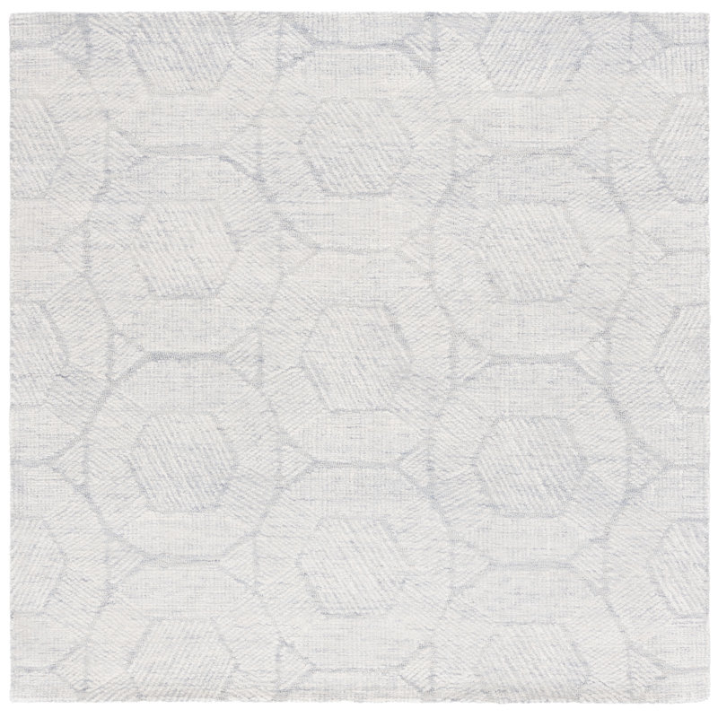 Metro Hand Tufted Wool Pile Geometric Rug, Square 6'