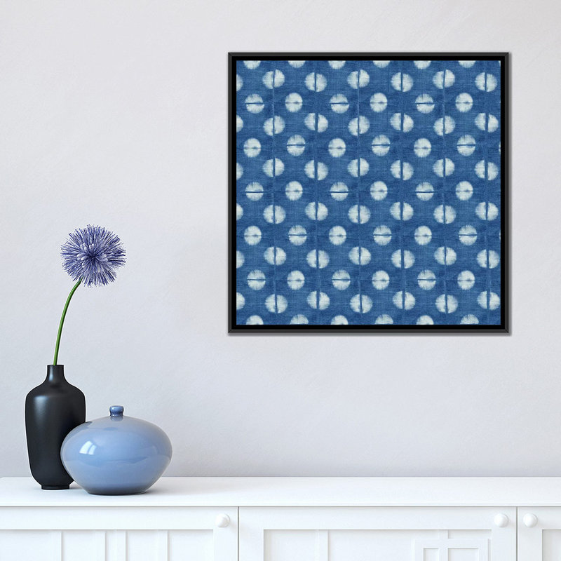 «Blue Shibori II», impression sur toile, H 18 po x l 18 po x P 1,5 po, Toile avec cadre noir, Pas de tapis