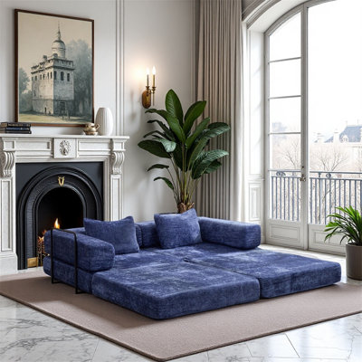 Canapé convertible en tissu chenille 2 places sans os