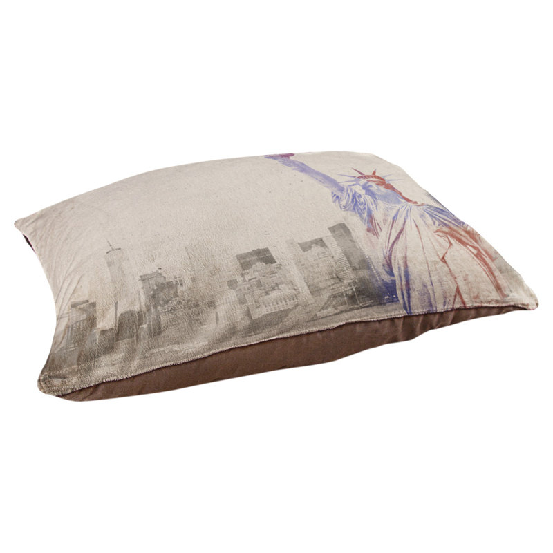Oreiller statue of liberty designer Burkhardt, L 32,5 po x l 42,5 po, Brun / brun foncé