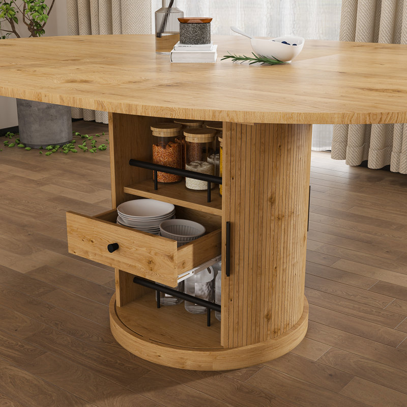 Table de salle à manger extensible 59 "avec base à piédestal 59"