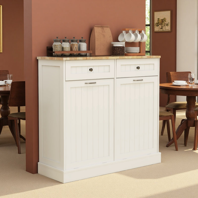 Armoire à ordures inclinable à deux tiroirs et deux compartiments