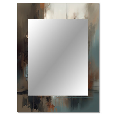 Abstract Delicate Brushstroke Painting V - Abstract Painting Large Mirror, Brown Decorative Wall Mirror, Printed Metal Art