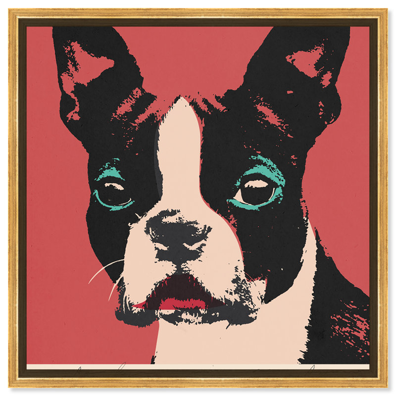 «Doggy Warhol», reproduction d'impression sur toile tendue, H 16 po x l 16 po, Encadrement doré