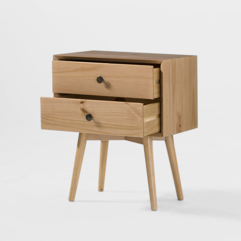 Solid Wood Bedside Table, Natural Pine