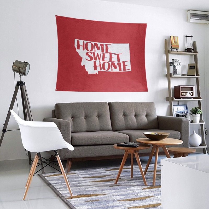 Tapisserie Home Sweet Montana, H 51 po x l 60 po, Rouge