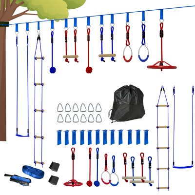 Parcours d'obstacles 32,8 pi Ninja Warrior pour enfants de 3 à 6 ans, bleu