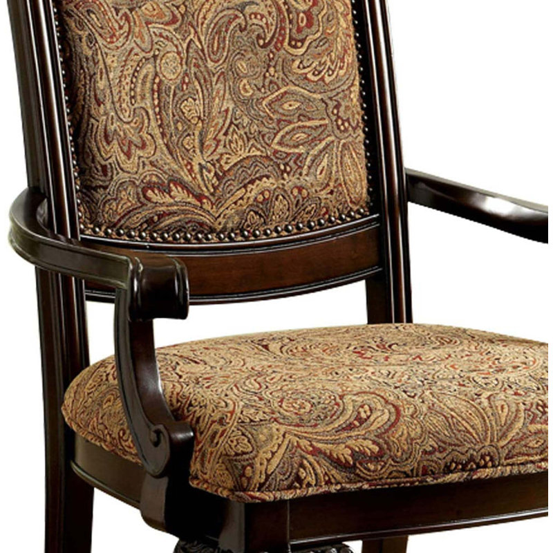 Ensemble de 2 chaises avec accoudoirs en bois massif rembourrées en tissu et rembourrées