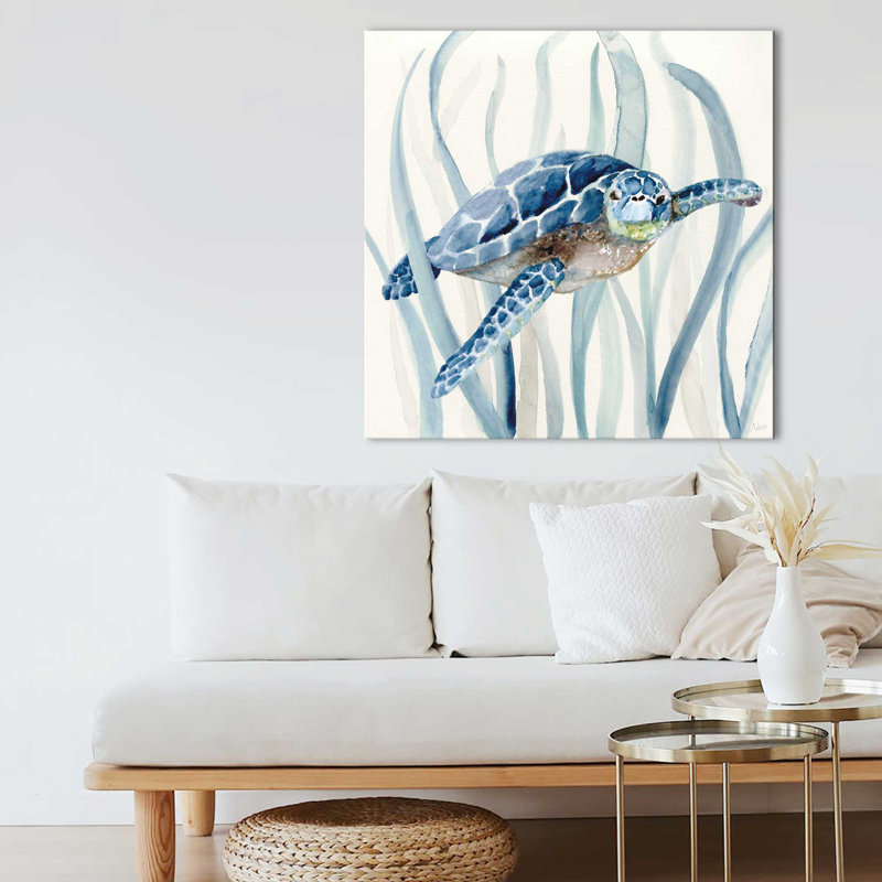 "Turtle In Seagrass I" par Nan, reproduction sur toile, H 18 po x l 18 po x P 1 po