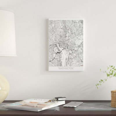 « washington, d.c. minimal urban blueprint map », impression sur toile