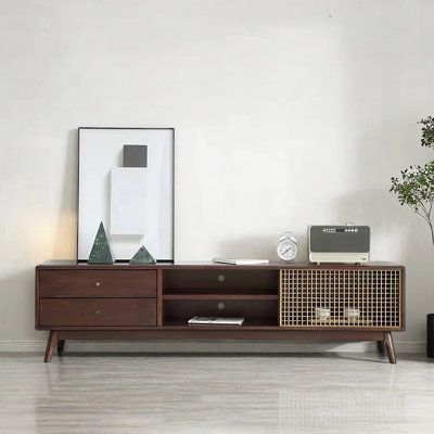 Meuble télé minimaliste en bois massif de style nordique