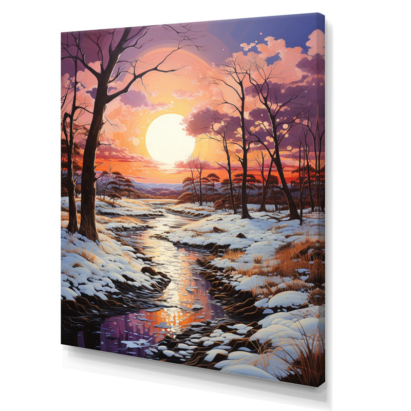 Sky Symphony In Winter II - paysage et nature, art mural sur toile, H 32 po x l 16 po x P 1 po, Toile tendue