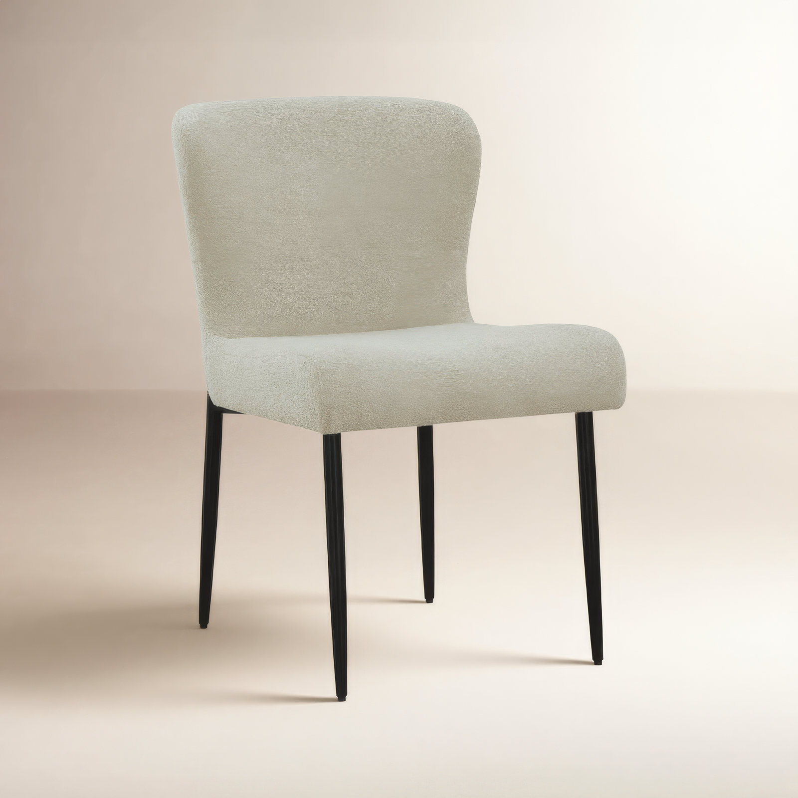 Estrella Boucle And Metal Legs Dining Chair, Taupe