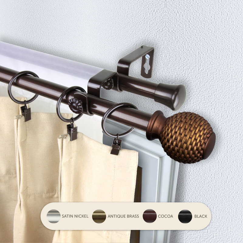 Tringle à rideaux double 3/4 po Ozana, 28" – 48", Cacao