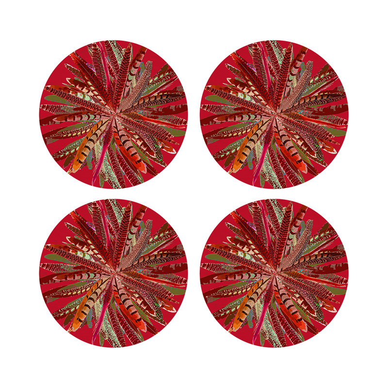 Napperon Â« Plumes de faisan Â», Rouge
