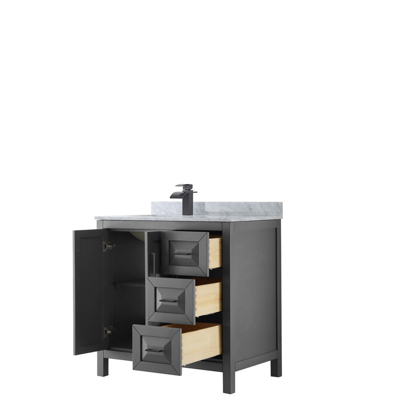 Daria 36'' Single Bathroom Vanity with Marble Top, Dark Gray, Matte Black