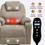 Fauteuil inclinable en polyester avec fonction Power Lift, mécanisme de mouvement robuste avec vibration à 8 points avec fonction de massage et soutien lombaire avec fonction de chauffage, avec port USB et ports de type C, acier inoxydable avec porte-gobelets-2002313775
