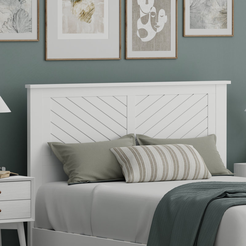 Chalco Solid Wood Headboard With Chamfer, Full, White