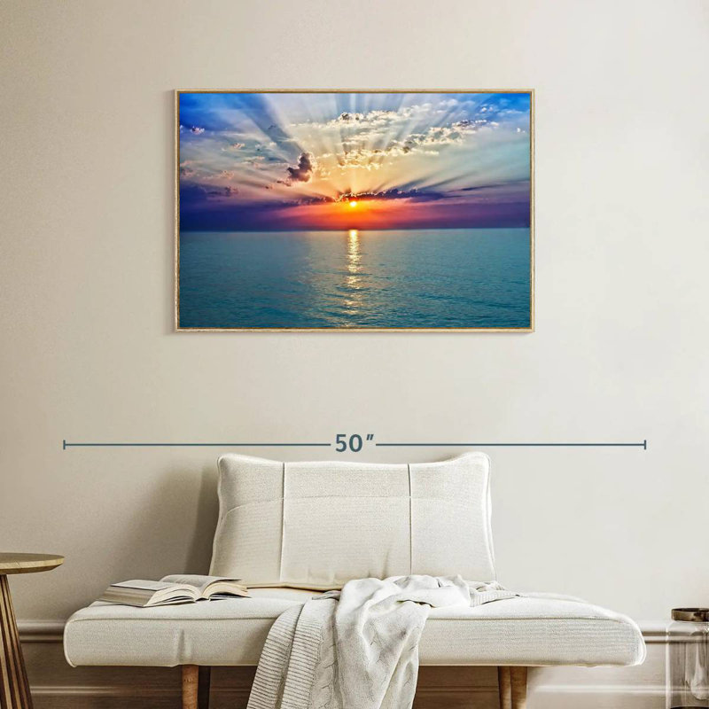 Golden Vanna Sunrise, Cadre flottant en bois naturel, 37 po x 25 po
