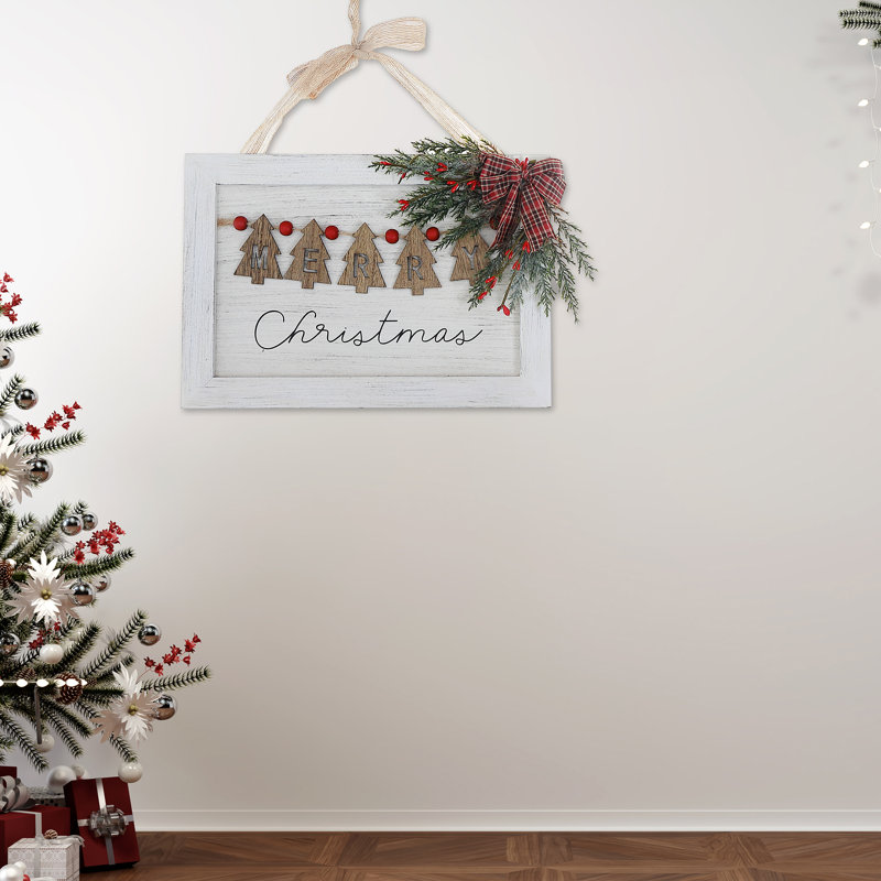 Merry Christmas Tree Wall Plaque