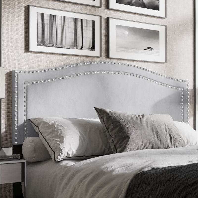 Tête de lit tapissier Duyne, Gris argenté, Grand