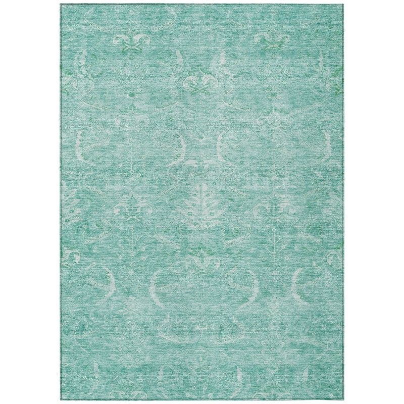 Dahana Teal Washable Indoor-Outdoor Rug - , 8' x 10'