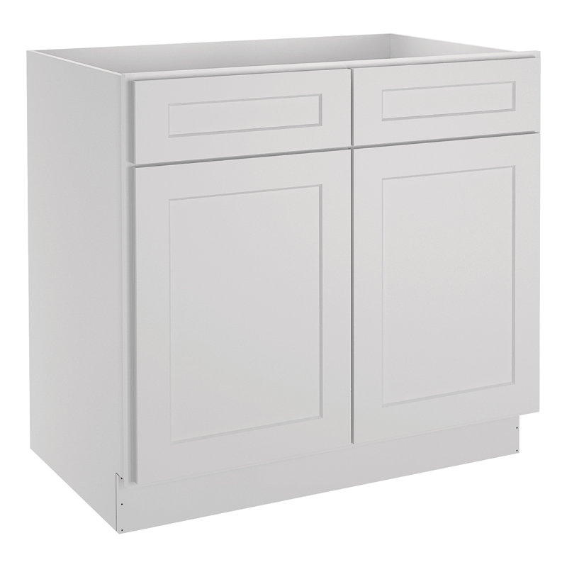 Plywood Ready to Assemble Kitchen Base Cabinets with 2-Drawers and Adjustable Shelf, Shaker Dove, 34.5" H x 36" W