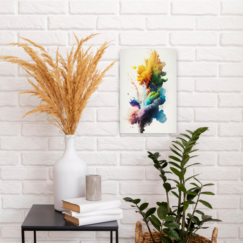 Vibrant Color Explosion Abstract Colorful Modern Landscape Nature Wall Art Print by Mauro - Wrapped Canvas Print