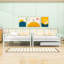 Lit superposé moderne double au-dessus de double avec lit gigogne simple-336609098