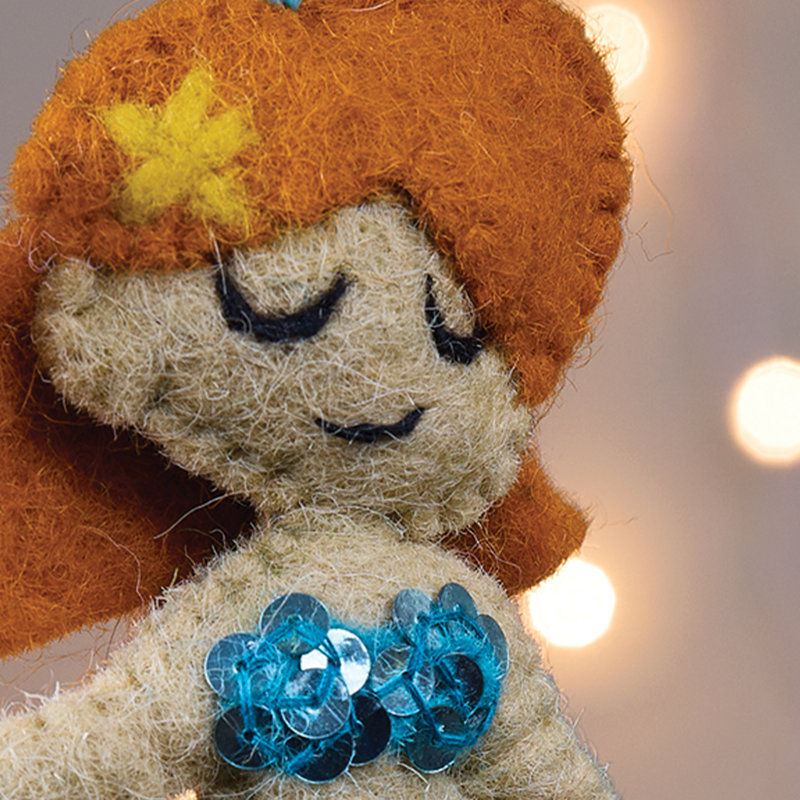 Split P Mermaid Sequin Blue Felt Ornament Pack Of 4