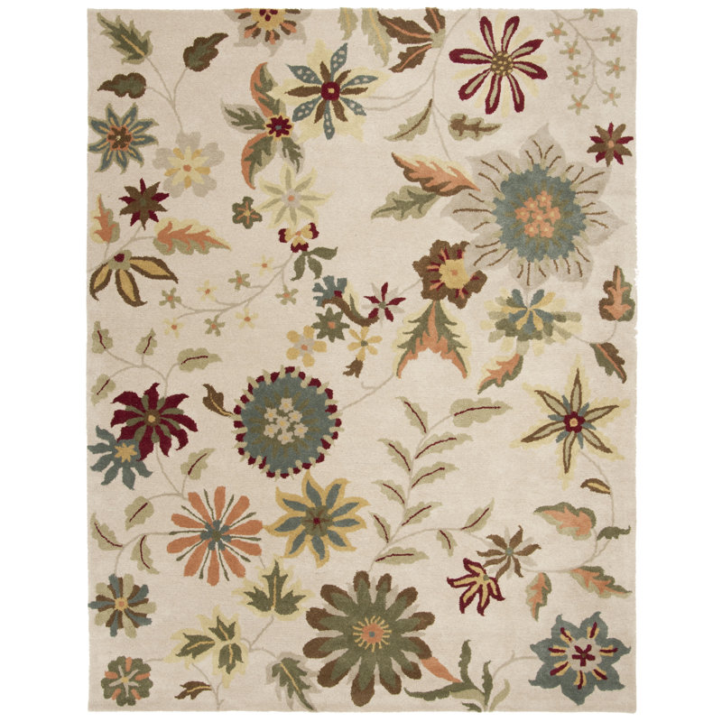 Tapis ivoire touffeté à la main Candelo, Rectangle 7 pi 6 po x 9 pi 6 po