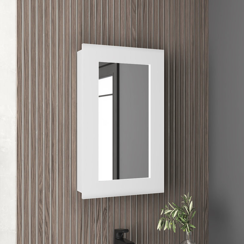 Armoire de salle de bain étroite 25,7 po x l 15,7 po blanche - peu encombrante, 3 tablettes intérieures, superbe porte en miroir, facile à installer, à installer et à l'intérieur des tablettes