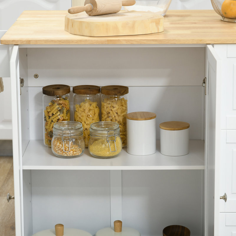 Khloi Solid Wood Top Kitchen Cart