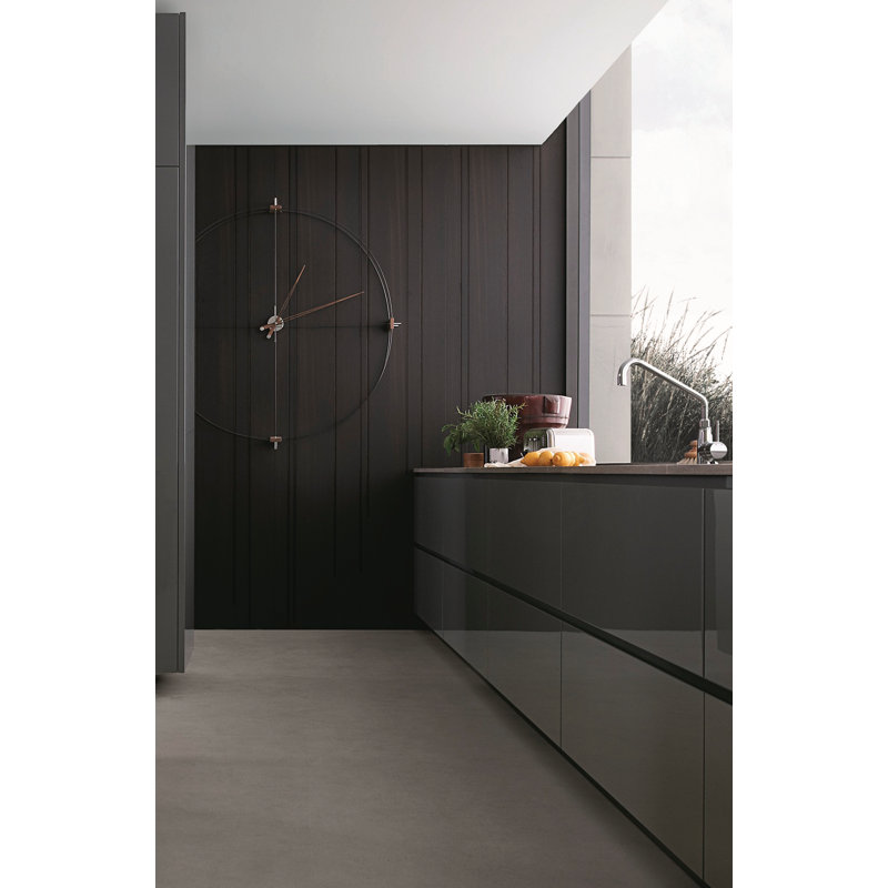 Delmori Analog Wall Clock, Black/Walnut