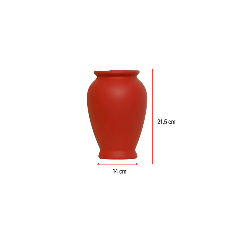 Élégant vase en céramique, 1 pièce, orange, 5,5 x 6,0 x 8,5 pouces | 100% céramique de haute qualité, parfaite pour la décoration intérieure et les arrangements floraux | Décoration élégante pour le salon, la chambre à coucher ou le bureau