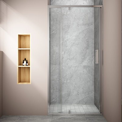 Framed Pivot Shower Door In Black With Clear Glass