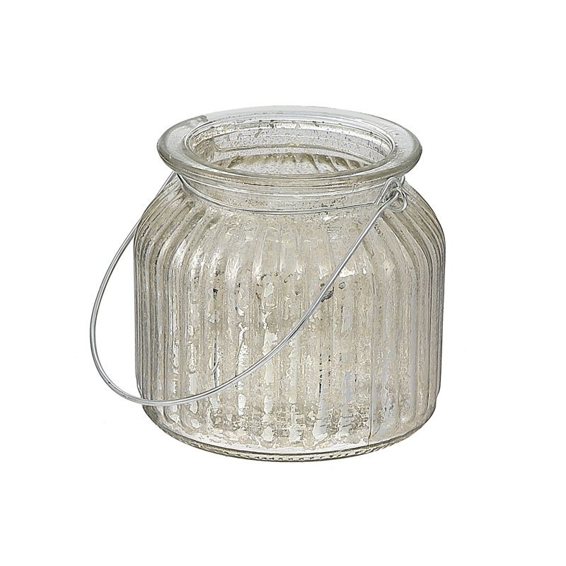 Mercury Glass Tabletop Tealight Holder, 4" H x 4" W x 4" D