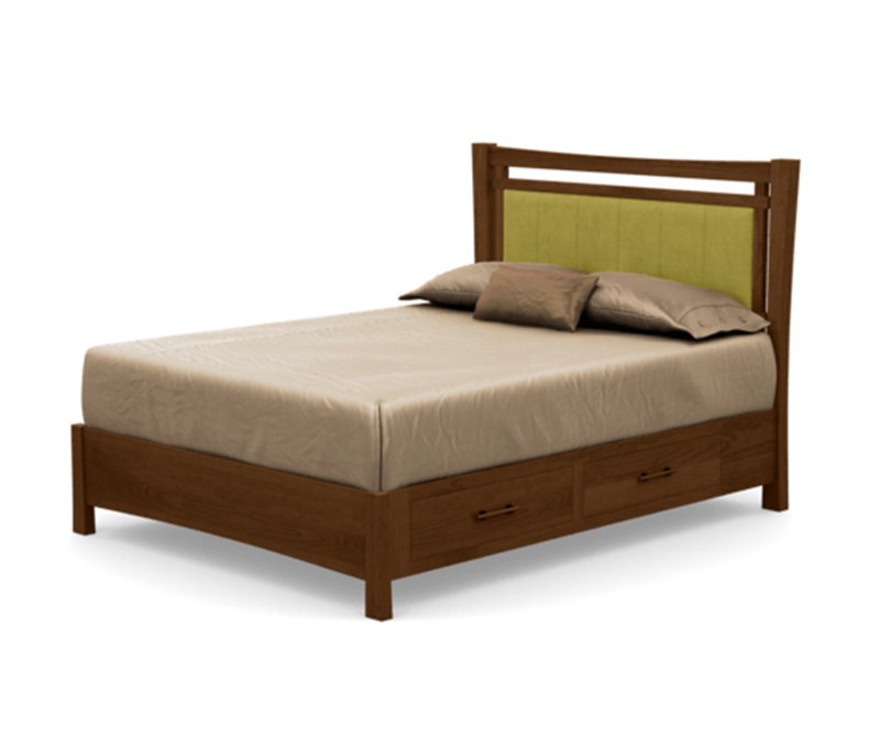 Monterey Upholstered Platform Storage Bed, Queen, Saddle Cherry, Spring