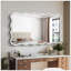 Miroir rectangulaire ondulé en bois massif, 40 X 28 pouces, décoration murale moderne pour différentes pièces, durable et élégant