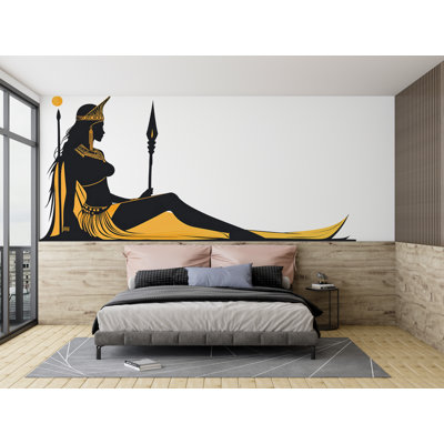 Décalcomanie égyptienne en vinyle Silhouette égyptienne, art mural autocollant amovible pour la chambre à coucher ou le salon GM022