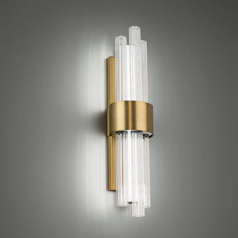 Aged Brass Outdoor Cylinder LED Vanity Light, Dimmable