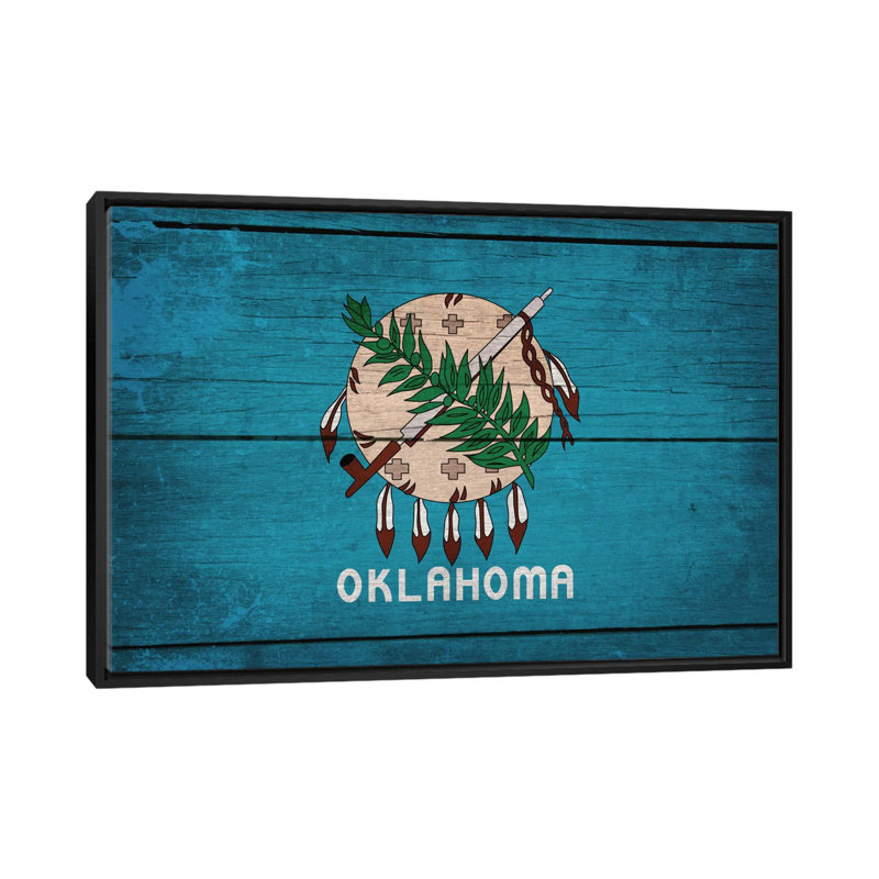 « flags oklahoma », impression sur toile, H 18 po x l 26 po x P 1,5 po, Toile avec cadre noir, Pas de tapis
