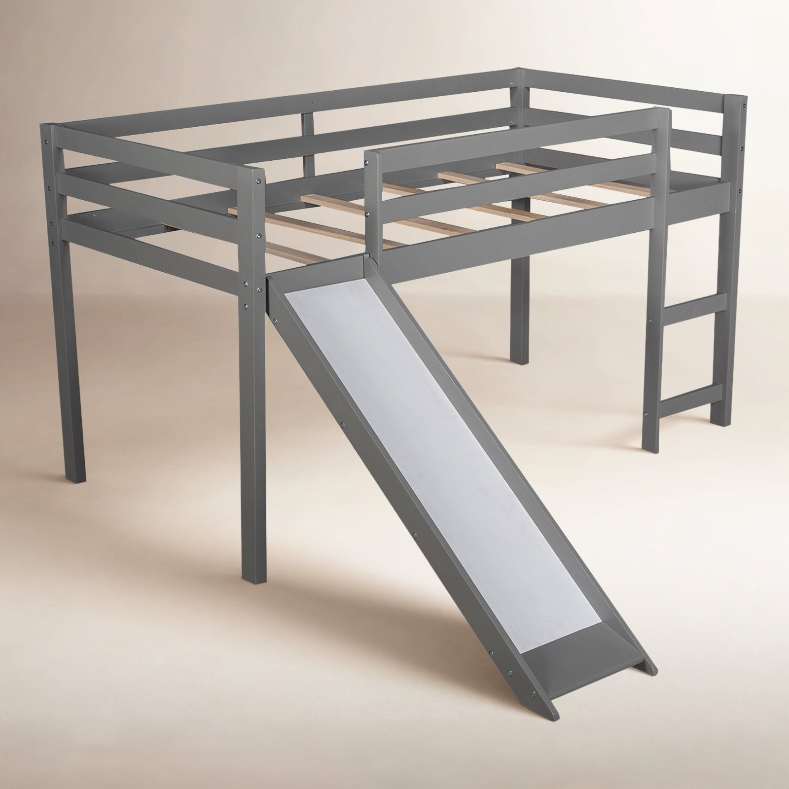 Allain Twin Solid Wood Loft Bed, Gray