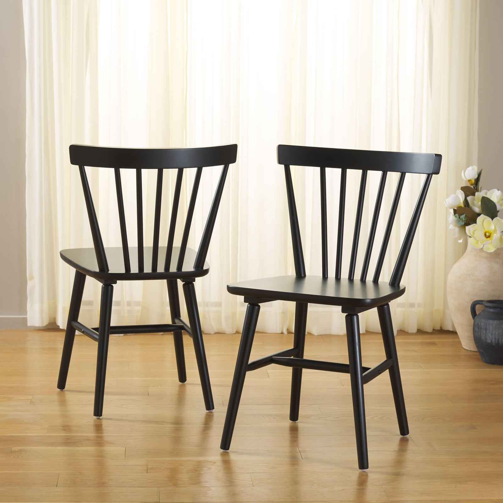 Antoya Solid Wood Dining Chair, Matte Black