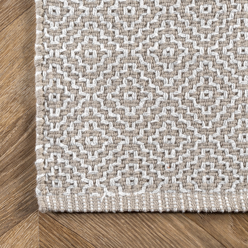 Tapis taupe en coton tissé à la main Adelmis, Rectangle 4pi x 6 pi