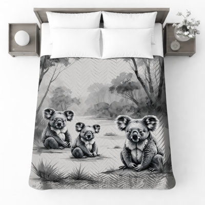 Couvre-lit matelassé Koalas In Forest Landscape