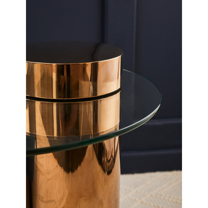 Bhodi Glass Top End Table, Gold