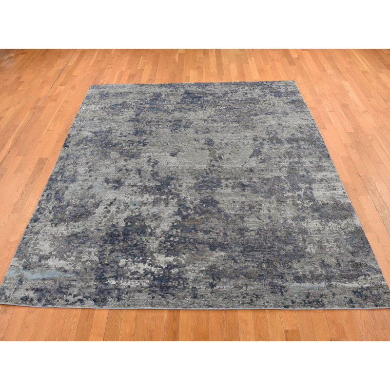 Tapis gris nouvel âge en laine 7 pi 10 po x 9 pi 9 po Ahearne