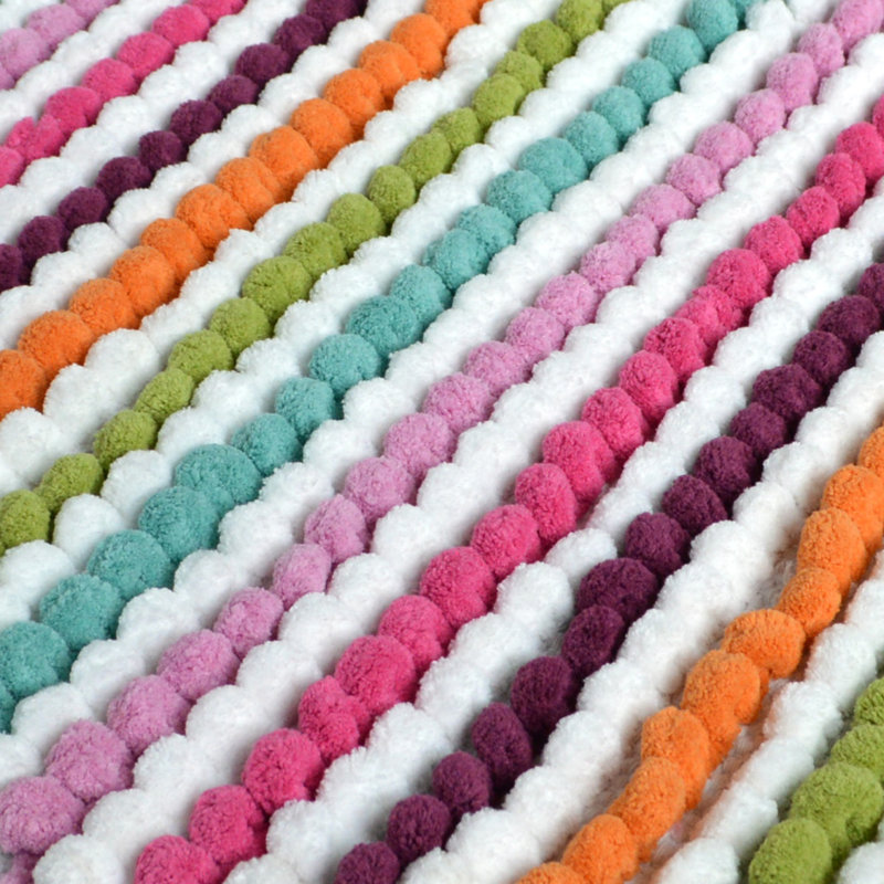 Mikayel Striped Chunky Bobble Pedestal Mat, Multi Brights